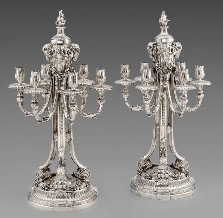 A Pair of 19th Century German Six-Light Candelabra